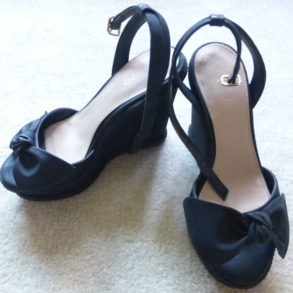 ALDO black bow wedges - Picture 1 of 8